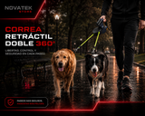 CORREA RETRÁCTIL DOBLE 360° PREMIUM | LUZ LED, DISPENSADOR Y ANTIENREDOS
